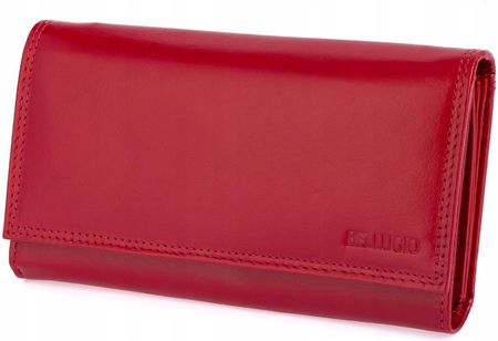 Podłużny skórzany portfel damski Bellugio red