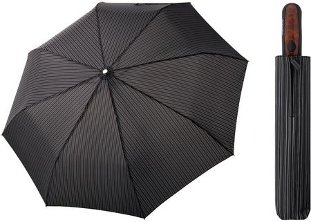 Automatyczna MOCNA parasolka XXL Doppler 125 cm CZARNA W PASECZKI