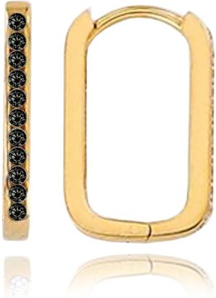 Minet Złote kolczyki prostokąty z czarnymi cyrkoniami Au 585/1000 1,40g