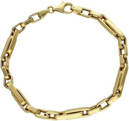 Diament Złota męska bransoleta 585 proste ogniwa z greckim wzorem 21 cm