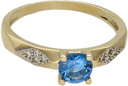 Diament Złoty pierścionek 333 z niebieską cyrkonią rozmiar 15