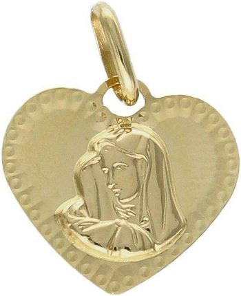 Diament Złota zawieszka medalik 585 cudowny medalik z Matką Boską serce