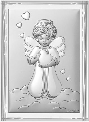 Sovrani Obrazek srebrny Aniołek w białej oprawie 6779W/2X