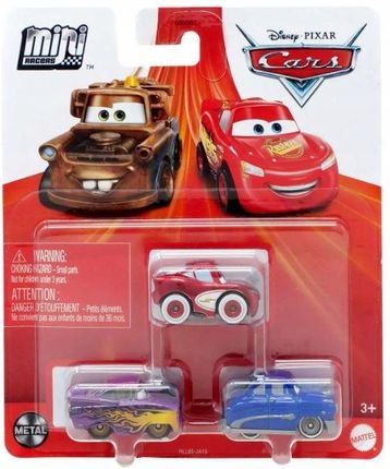 Mattel Disney Auta Pixar 3-Pak Zygzak Mcqueen Wójt Hudson Roman HLL65