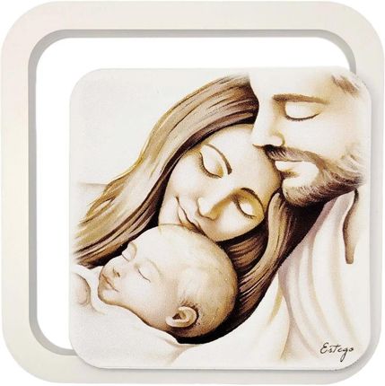 Estego Obraz Świętej Rodziny malowany na drewnie | Rozmiar: 11x11 cm | SKU: ES062090