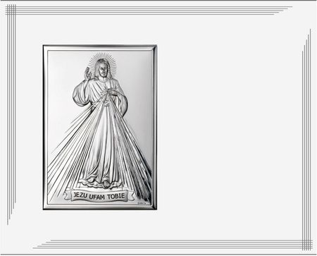 Valenti Obraz Jezu Ufam Tobie srebrny nowoczesny na białym panelu 25x20 | Rozmiar: 25x20 cm | SKU: VL883BI