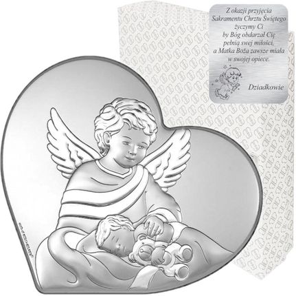 Beltrami Obrazek srebrny Aniołek nad dzieckiem serce 6771
