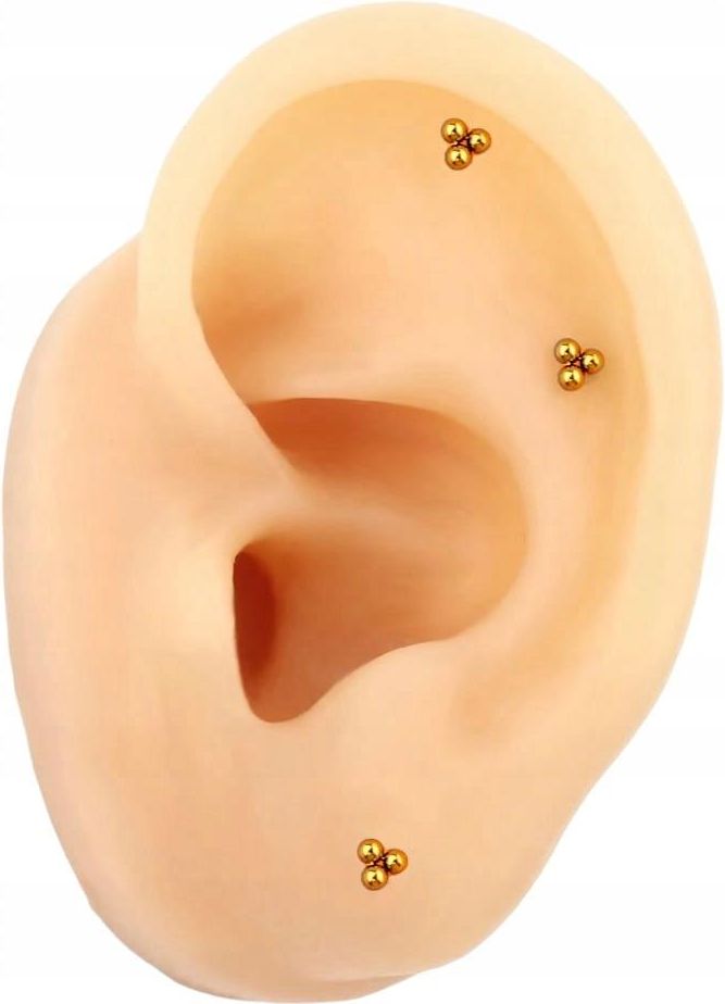 Złoty labret z kuleczkami. Stal Chirurgiczna 316L Lobe Helix Tragus 1,2 ...