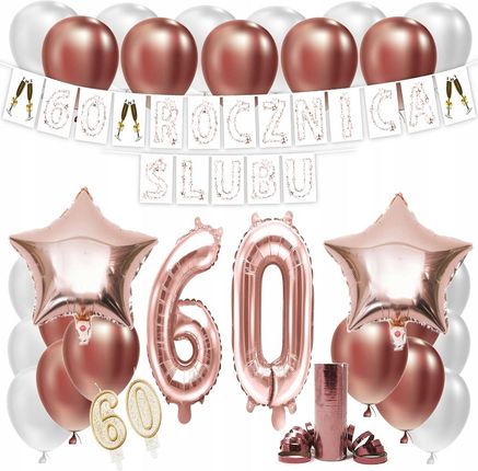 Zestaw Balony 60 Rocznica Ślubu Rose Gold Girlanda Różowe Złoto 100cm 1642418120