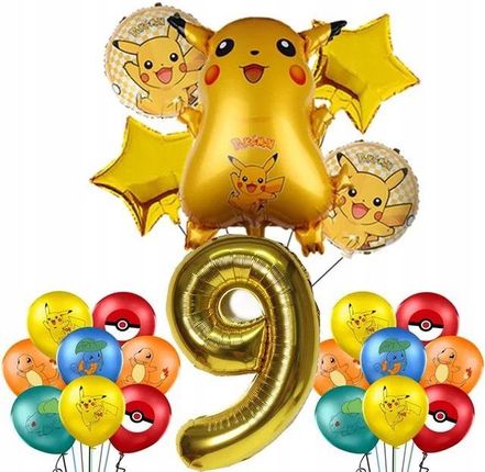 Duży Zestaw Balony Foliowe Pokemon Go Pikachu Na 9 Dziewiąte Urodziny 26szt. 1638016668