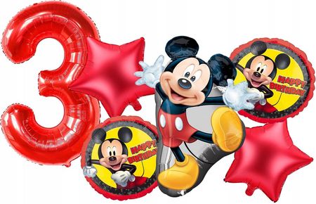 Balon Cyfra 3 Trzy Lata Myszka Mickey Miki Na Trzecie Urodziny 80cm 1638139003