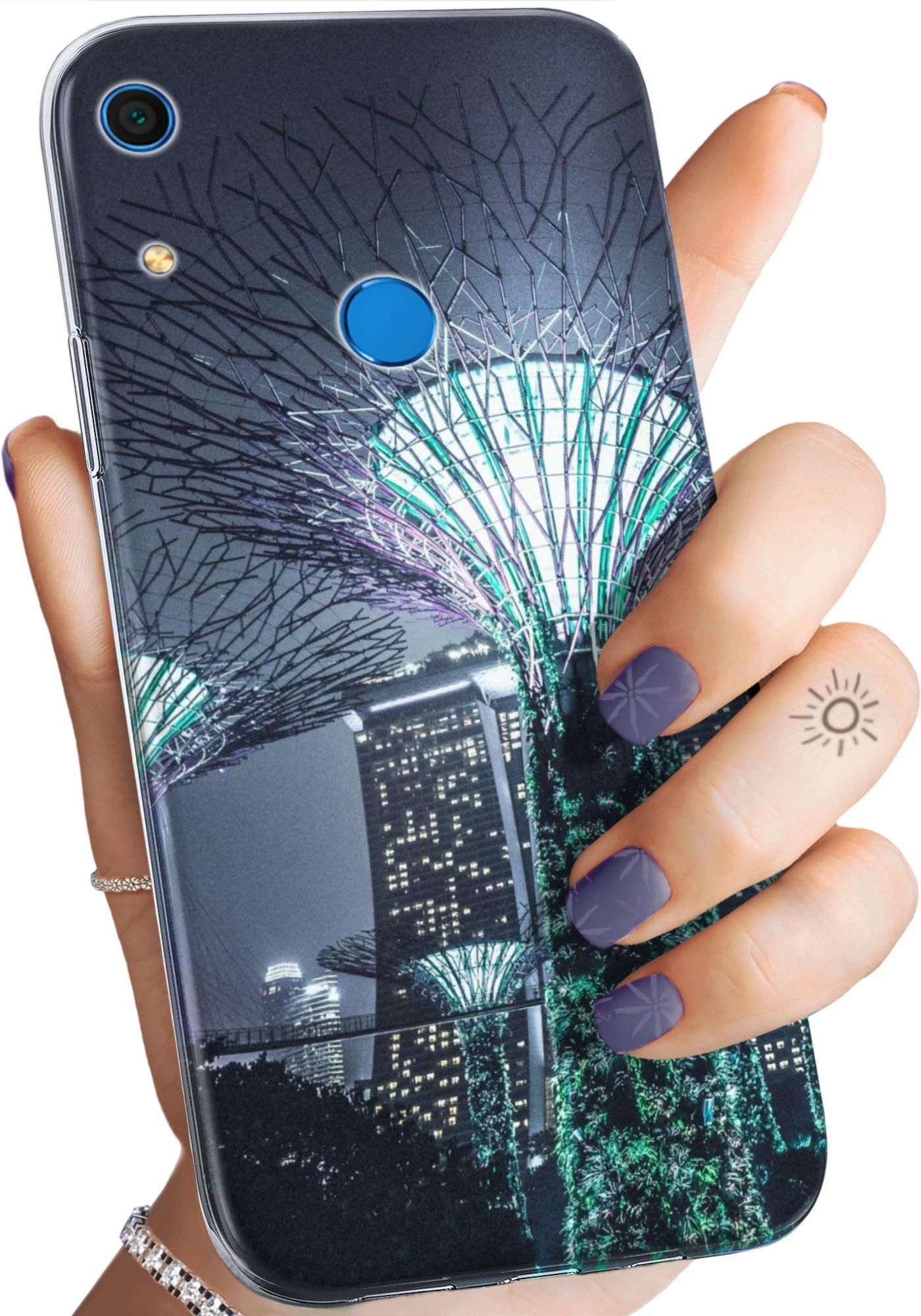 Etui My-Kase Pour Huawei Y6S 2019 - Parfaite Avec Pleins De Jolis Defauts Fleurs Fond Rose Simili Cuir Noir