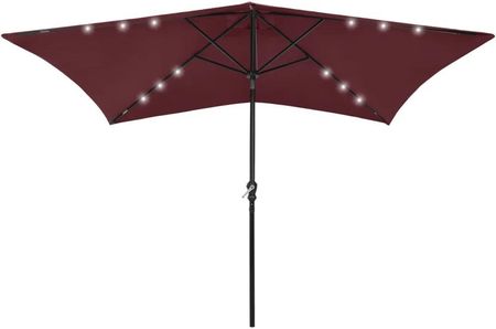 Vidaxl Parasol Z Lampkami Led Na Stalowym Słupku Bordo 2X3m 313790