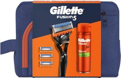 Zdjęcie Gillette Fusion Zestaw: Maszynka Do Golenia 1 Szt. + Wymienne Ostrza 3 Szt. + Żel Do Golenia 200ml - Ustroń
