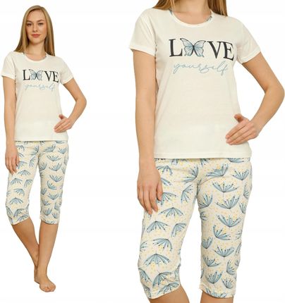 Piżama damska bawełniana miła Love spodnie 3/4 2XL