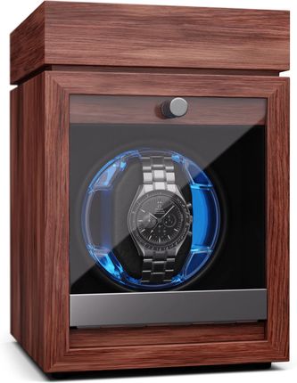 Klarstein Brienz 1 rotomat do zegarków, 4 tryby, wygląd drewna, niebieskie oświetlenie wnętrza