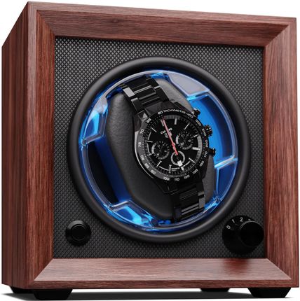 Klarstein Brienz 1 rotomat do zegarków, zegarek, 4 tryby, wygląd drewna, niebieskie oświetlenie wnętrza