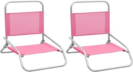 Vidaxl Składane Krzesła Plażowe 2Szt. Różowe Obite Tkaniną 310372
