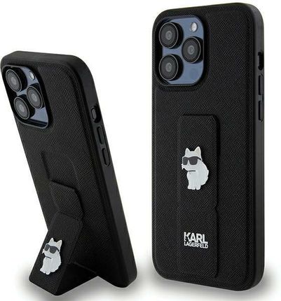 Karl Lagerfeld Etui Obudowa Pokrowiec Do Iphone 13 Pro Max 6 7" Czarny Black Hardcase Gripstand Saffiano Choupette Pins