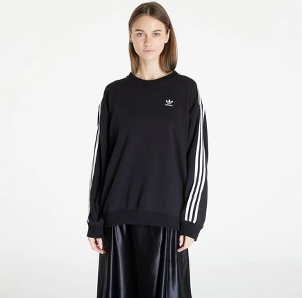 adidas 3 Stripes Oversized Crew Sweatshirt Black