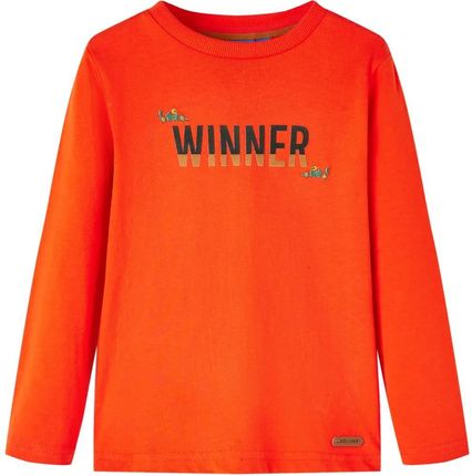 Koszulka dziecięca z długimi rękawami, napis Winner, pomarańcz, 116