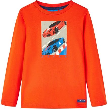 Koszulka dziecięca z długimi rękawami, wyścigówki, żywy pomarańcz, 92