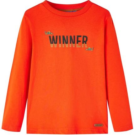 Koszulka dziecięca z długimi rękawami, napis Winner, pomarańcz, 104