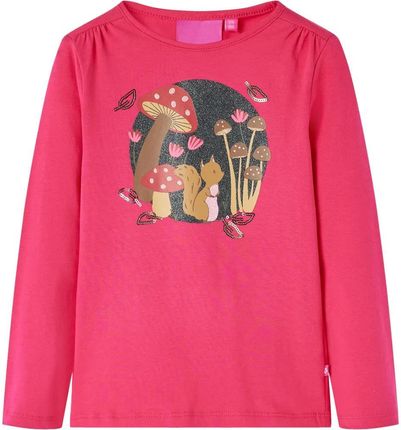 Koszulka dziecięca z długimi rękawami, z wiewiórką, jaskrawy róż, 92