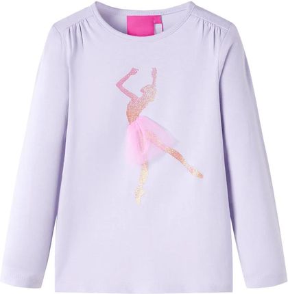 Koszulka dziecięca z długimi rękawami, baletnica, jasnoliliowa, 92