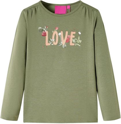 Koszulka dziecięca z długimi rękawami i napisem Love, khaki, 140