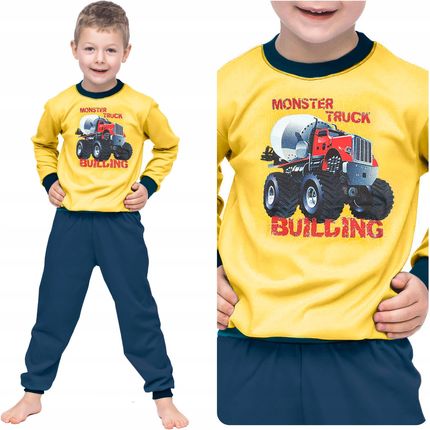Piżama Dla Chłopca Z Długim Rękawem Bawełna 100% Ciepła Monster Truck 110
