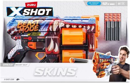 Zuru X-Shot Wyrzutnia Skins Dread (12 Strzałek) Wzór Beast