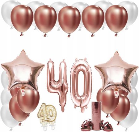 Zestaw Balony Na 40 Urodziny Lat Rose Gold 40 Rocznica Ślubu Różowe Złoto
