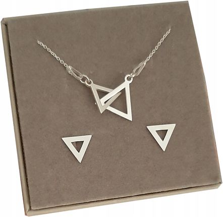 Artwings Srebrny komplet Celebrytka trójkąt srebro 925