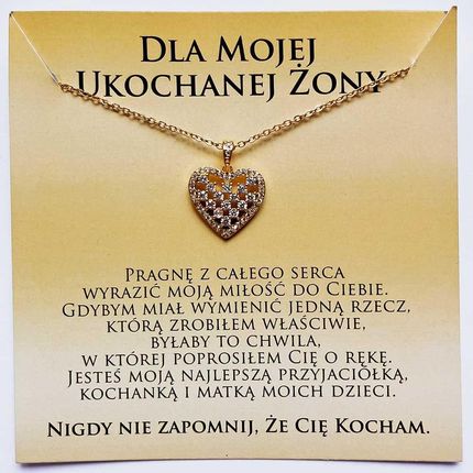 Otien Naszyjnik z dedykacją złoty od Męża dla Ukochanej Żony serduszko na urodziny ze stali szlachetnej