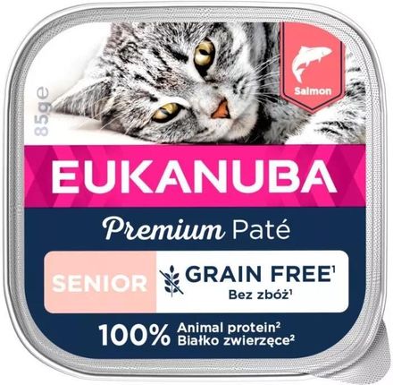 Eukanuba Grain Free Senior Łosoś mokra karma dla starszych kotów 16x85g