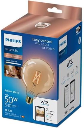 Philips Smart LED Żarówka filament bursztynowa E27 G125 7 W (50 W), zimna - ciepła biel (929003017921)