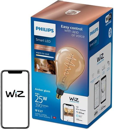 Philips Smart LED Żarówka filament bursztynowa E27 PS160 6 W (25 W), zimna - ciepła biel (929003018521)