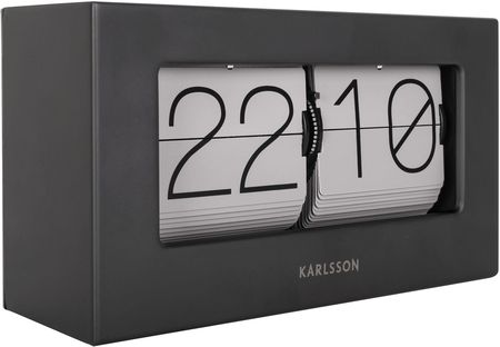 Karlsson Table Clock Boxed Flip Matt Black Case Warm Grey Flips (Ka5620Gy)