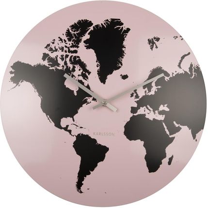 Karlsson Wall Clock World Map Metal Light Pink (Ka5889Pi)