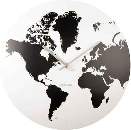 Karlsson Wall Clock World Map Metal White (Ka5889Wh)