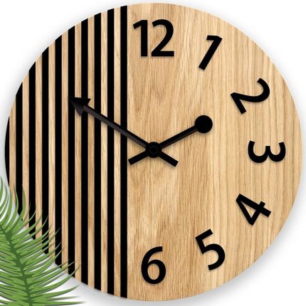 Modern Clock Zegar Ścienny Drewniany Londyn 33Cm Czarny Cichy Dębowy