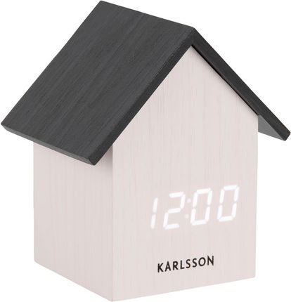 Karlsson Alarm Clock House Led White Wood Black Roof Veneer (Ka5932Wh)