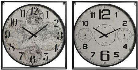 Home Esprit Zegar Ścienny Biały Czarny Metal Drewno Mdf 62X6 65Cm 2Szt. (S3054207)