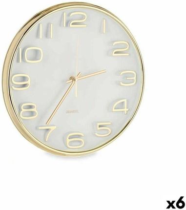 Gift Decor Zegar Ścienny Kwadratowy Okrągły Złoty Szkło Plastikowy 33X5,5Cm 6Szt. (S3630903)