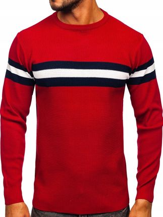 Sweter Męski Klasyczny Czerwony H2113 Denley_xl
