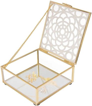 Altom Design Szkatułka Na Biżuterię Szklana Golden Honey 14x14cm (103016865)