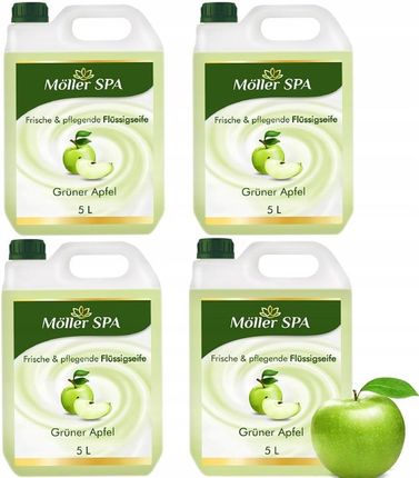 Moller Spa Kremowe Mydło W Płynie Zielone Jabłko 4 x 5l