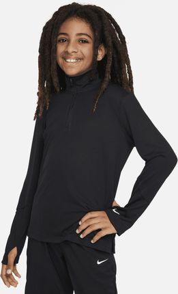 Nike Bluza Z Długim Rękawem I Zamkiem 1/2 Dla Dużych Dzieci Chłopców Dri Fit Uv Multi Czerń