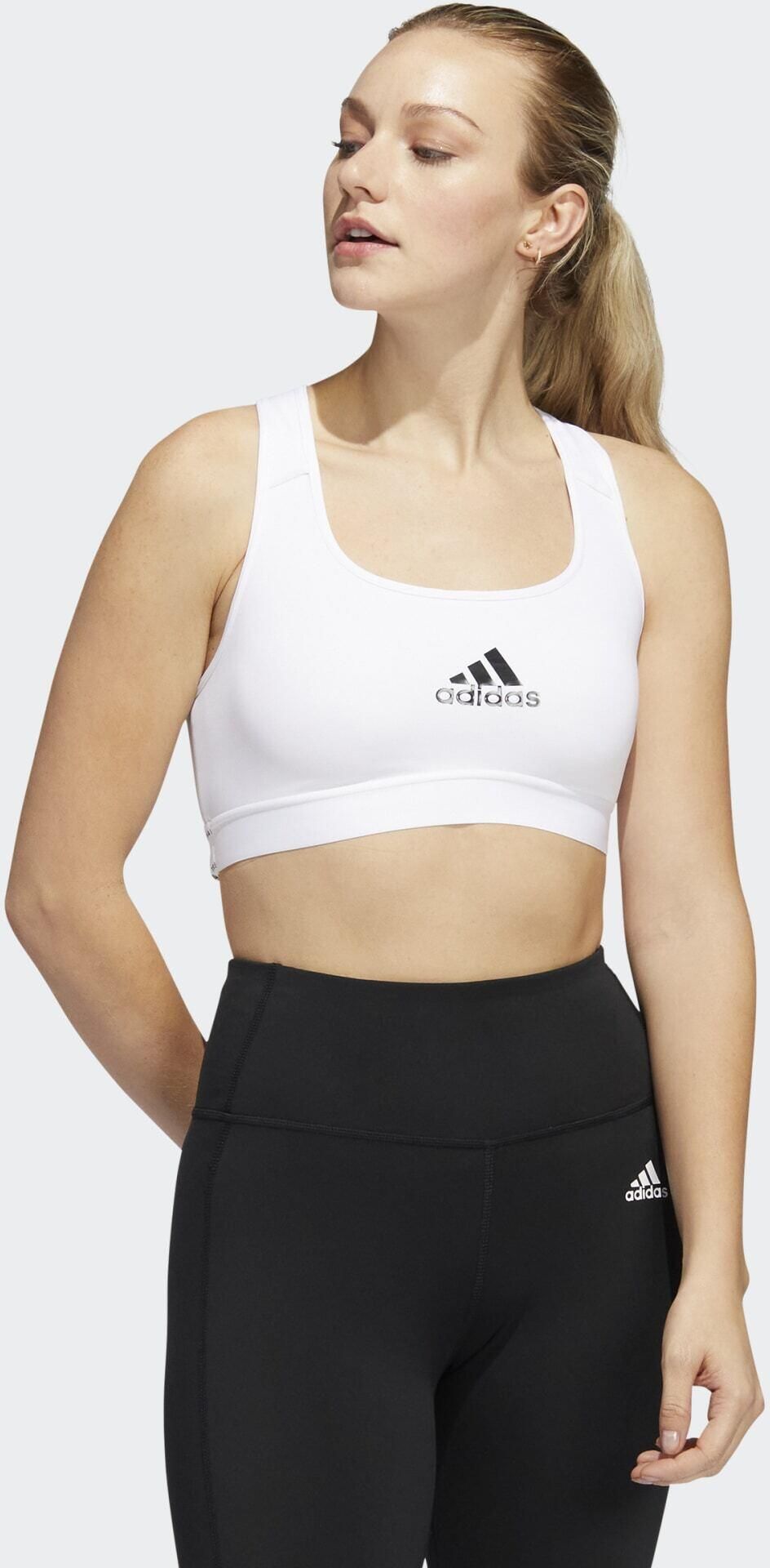 Adidas Powerreact Training Medium Support Bra Białe - Ceny i opinie 